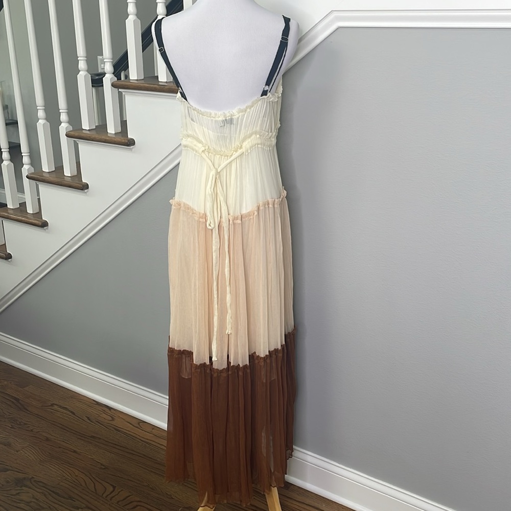 Lee Mathews Celia Gathered Color-Block Silk Georg… - image 5